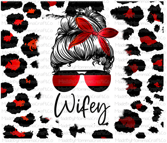 Red Line Firefighter Wife Sublimation Tumbler Wrap - Or Clear Waterslide Wrap