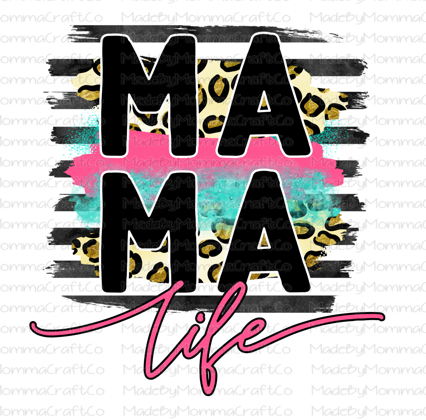 Retro MAMA Life Leopard  - Cheat Clear Waterslide™ or White Cast Sticker