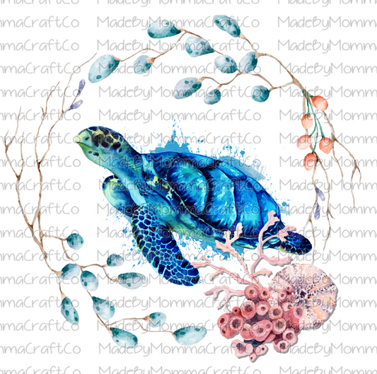 Sea Turtle - Seaweed Wreath - Cheat Clear Waterslide™ or Cheat Clear Sticker Decal