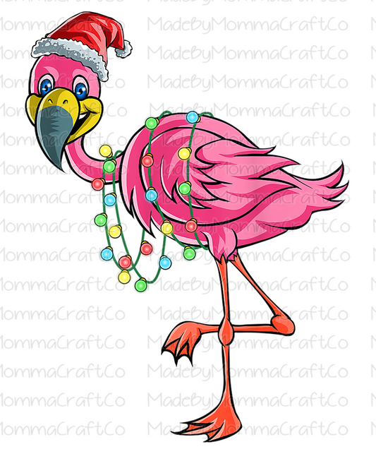 Santa Hat - Christmas Lights - Flamingo - Cheat Clear Waterslide™ or White Cast Sticker