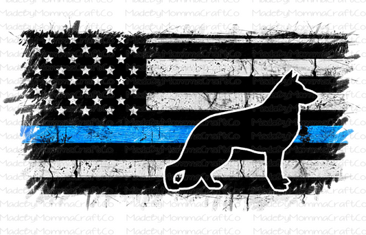 Blue Line K9 Flag - Occupations / Animals - Cheat Clear Waterslide™ or White Cast Sticker