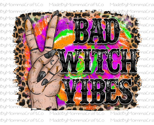 Tie Dye Bad Witch Vibes Halloween Cheat Clear Waterslide™ or White Cast Sticker