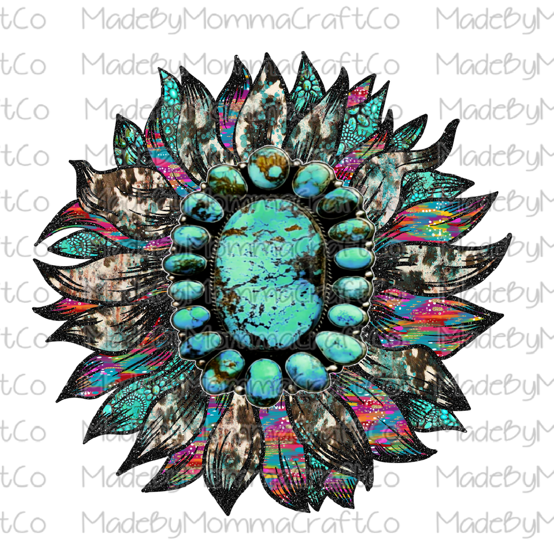 Turquois Sunflower Cheat Clear Waterslide™ or White Cast Sticker