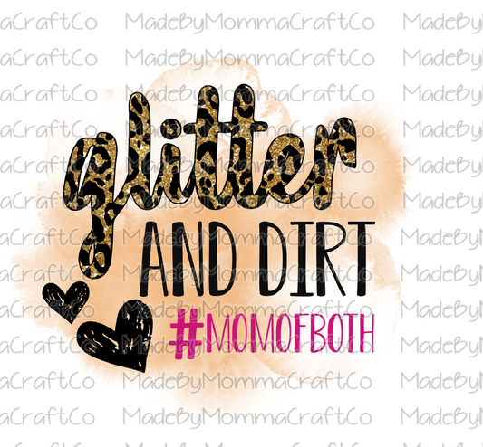 Glitter And Dirt Mom Of Both Leopard Heart - Cheat Clear Waterslide™ or White Cast Sticker