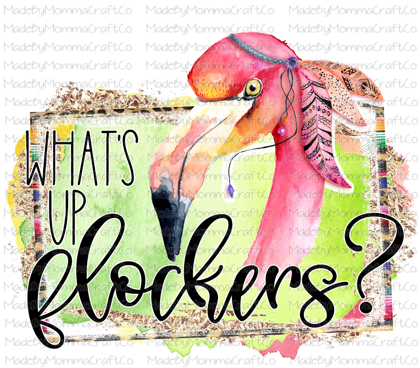 What's Up Flockers Flamingo -Cheat Clear Waterslide™ or White Cast Sticker