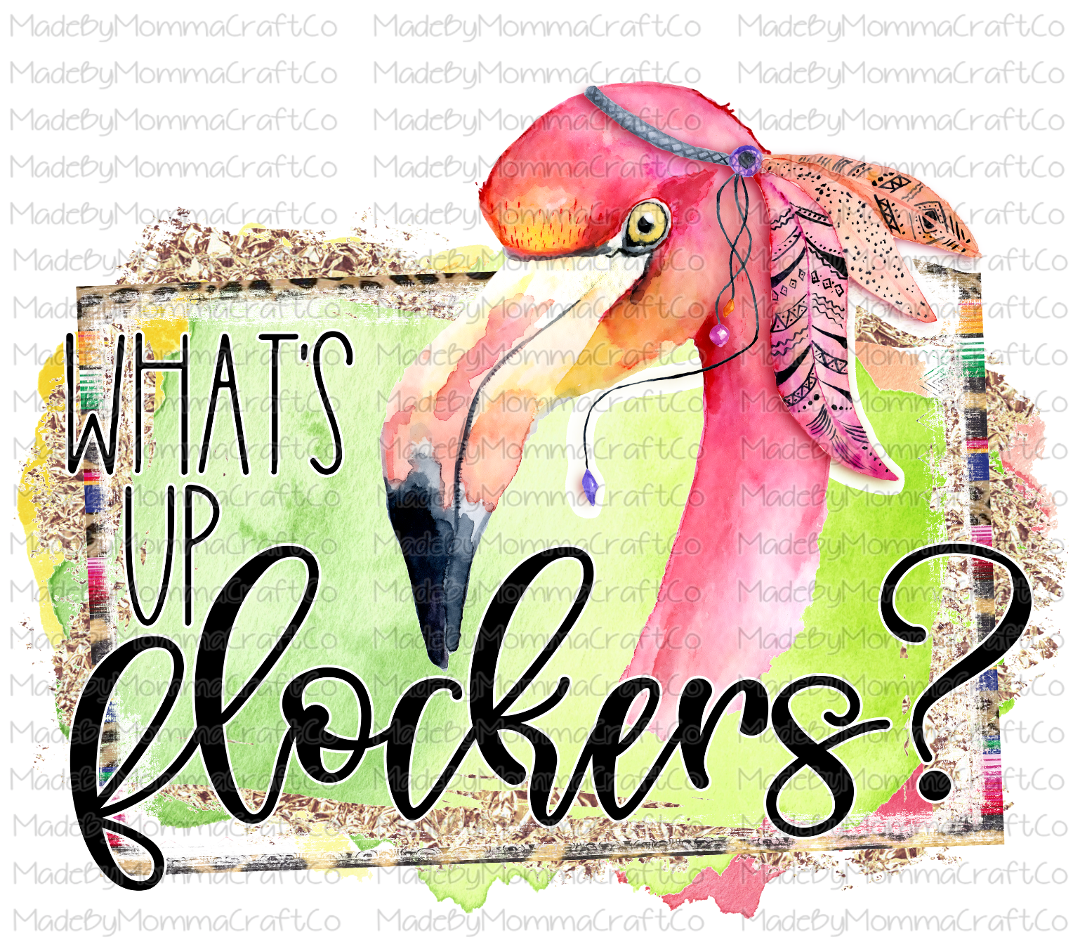 What&#39;s Up Flockers Flamingo -Cheat Clear Waterslide™ or White Cast Sticker