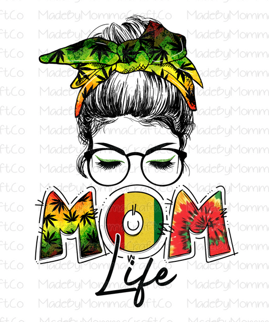 Marijuana Mom Life Messy Bun - Cheat Clear Waterslide™ or White Cast Sticker