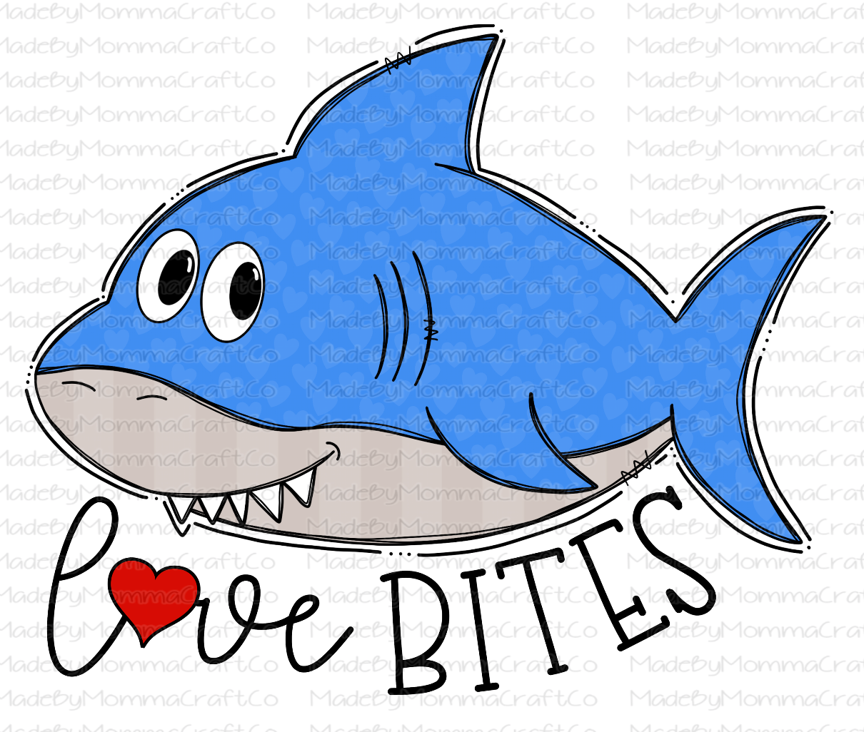 Love Bited Shark - Cheat Clear Waterslide™ or White Cast Sticker