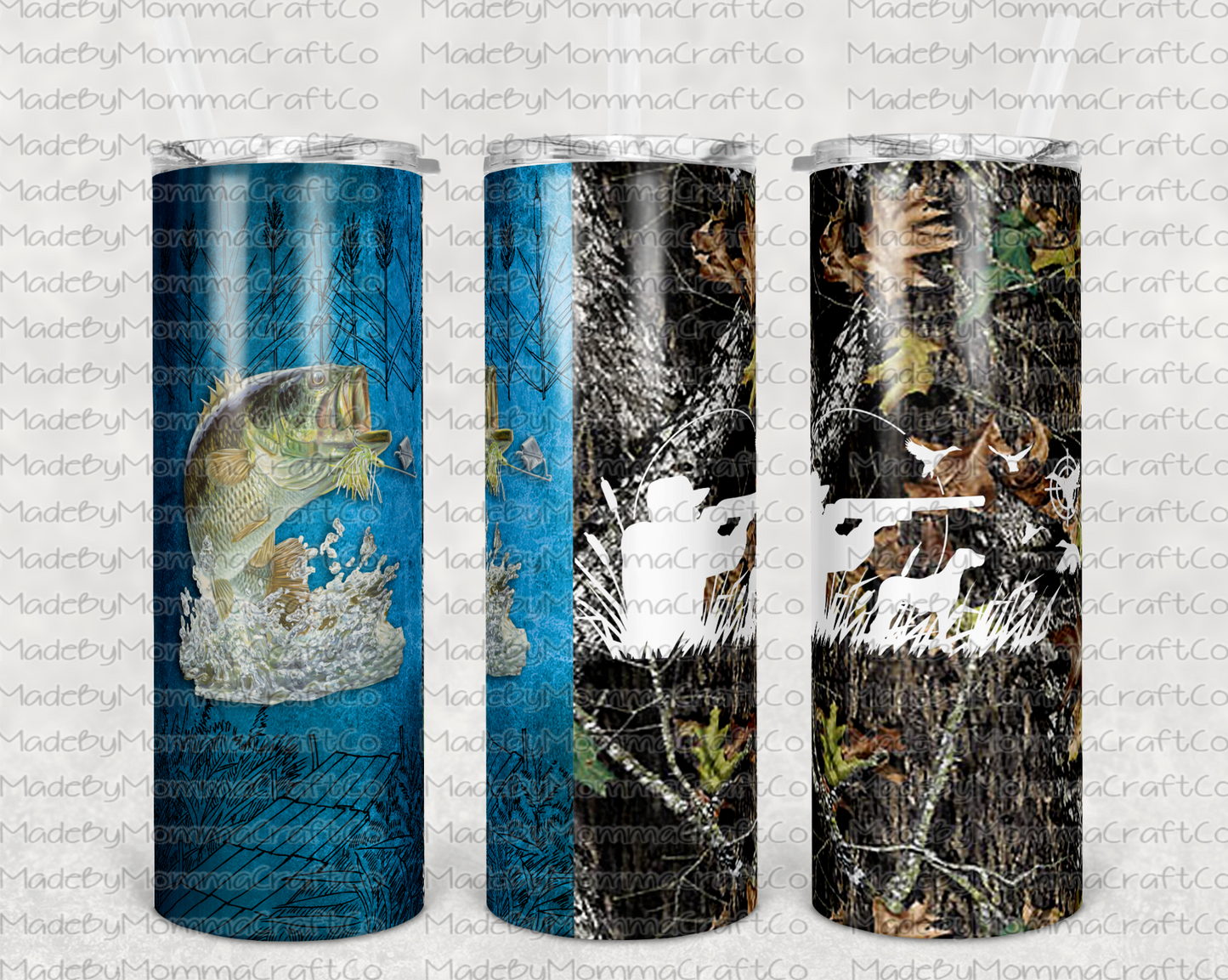 Camo Hunting and Fishing Manly Sublimation Tumbler Wrap - Or Clear Waterslide Wrap