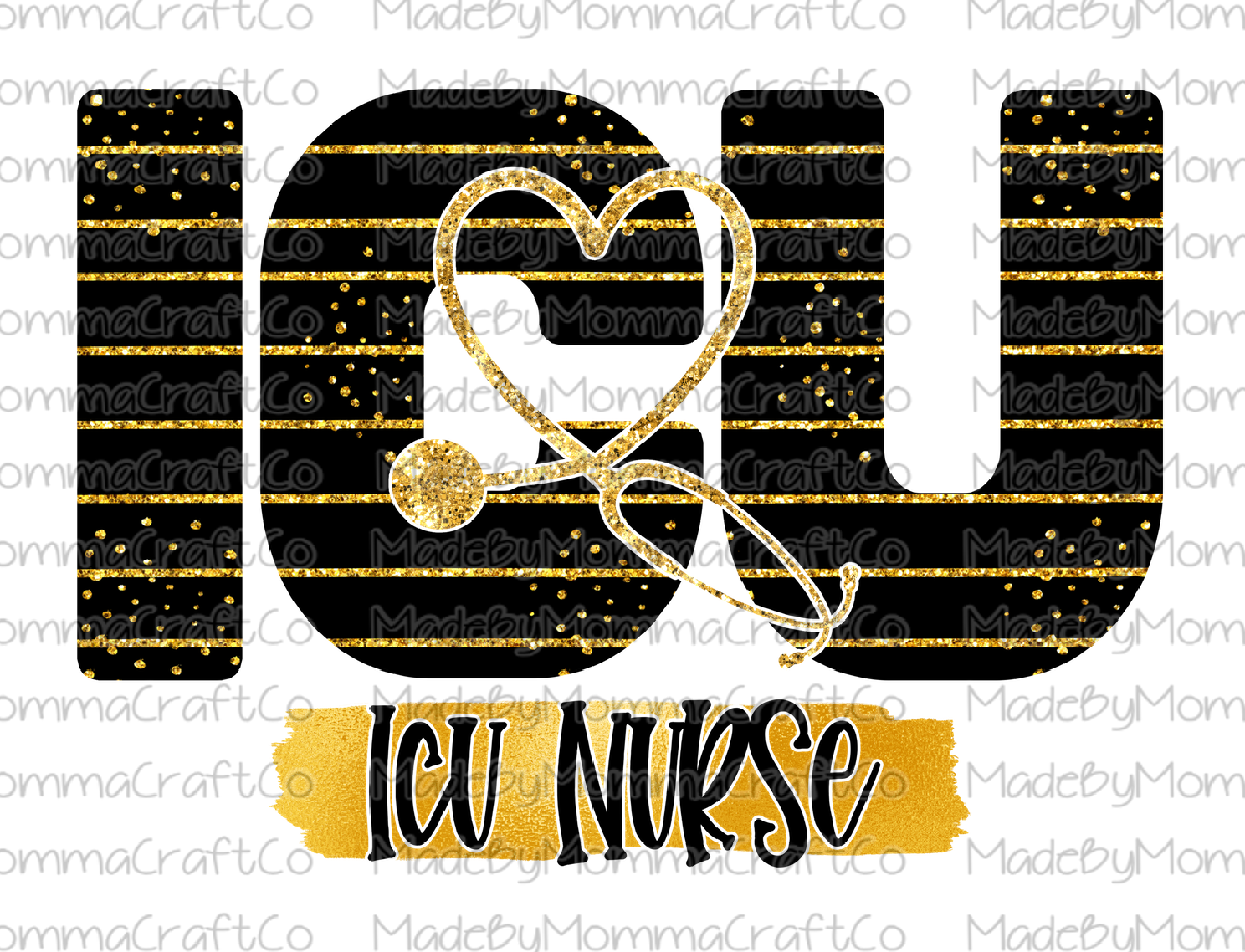 ICU Nurse Gold Glitter - Cheat Clear Waterslide™ or White Cast Sticker