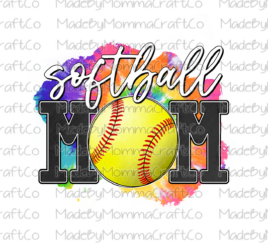 Softball Mom Tie Dye - Cheat Clear Waterslide™ or White Cast Sticker