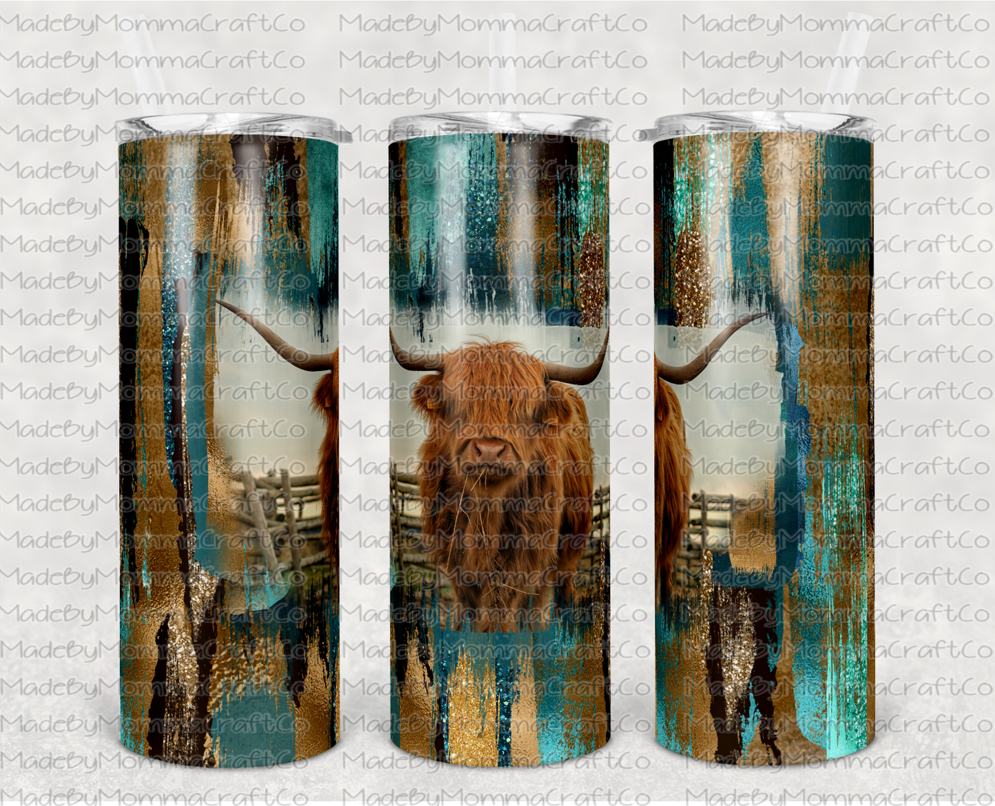 Western Highland Cow Sublimation Tumbler Wrap - Or Clear Waterslide Wrap