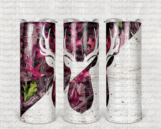 Pink Camo Deer Sublimation Tumbler Wrap - Or Clear Waterslide Wrap