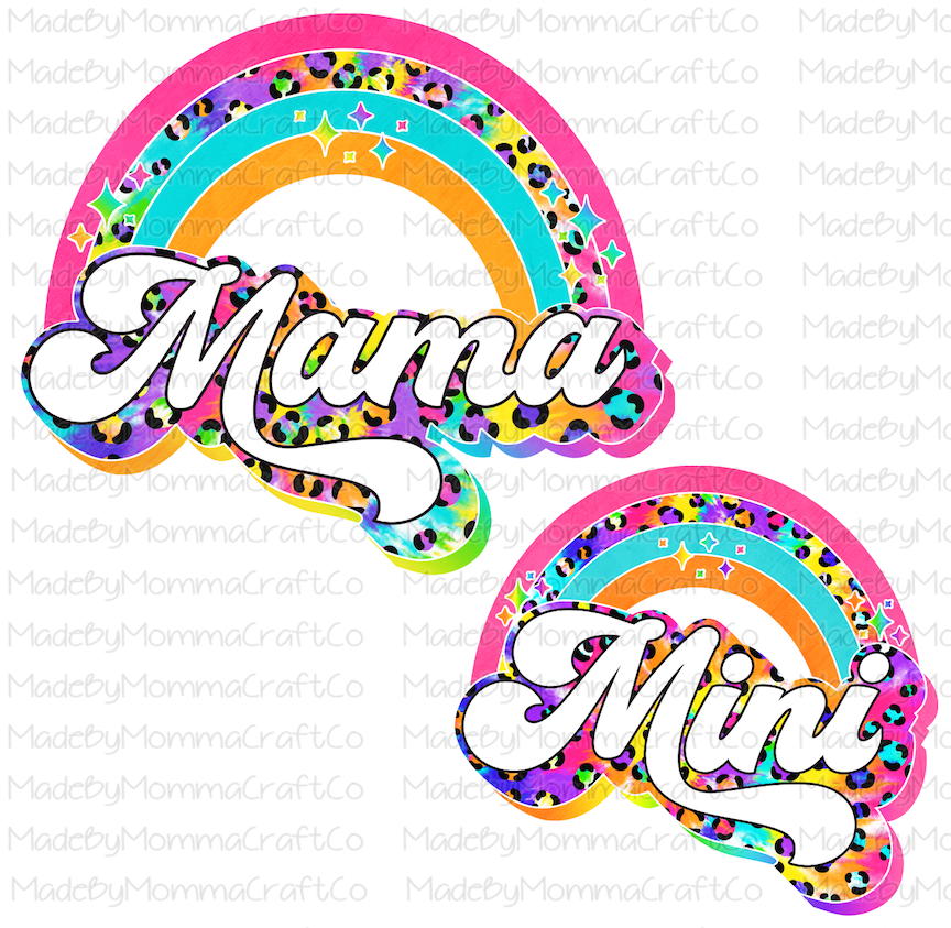 Retro Mama Mini Set Rainbow Leopard - Cheat Clear Waterslide™ or White Cast Sticker