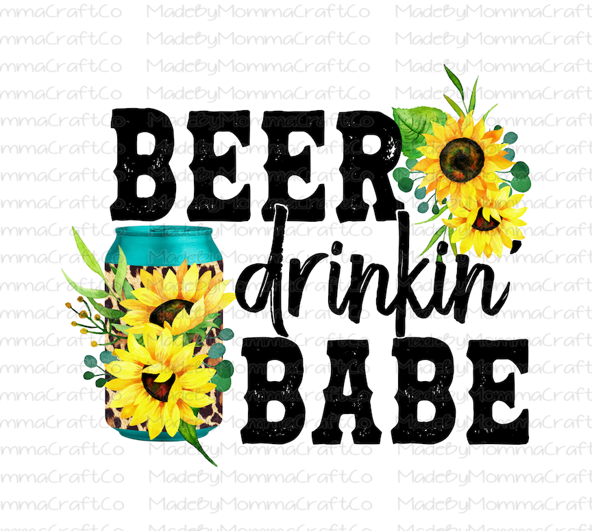 Beer Drinkin Babe Sunflower - Cheat Clear Waterslide™ or White Cast Sticker