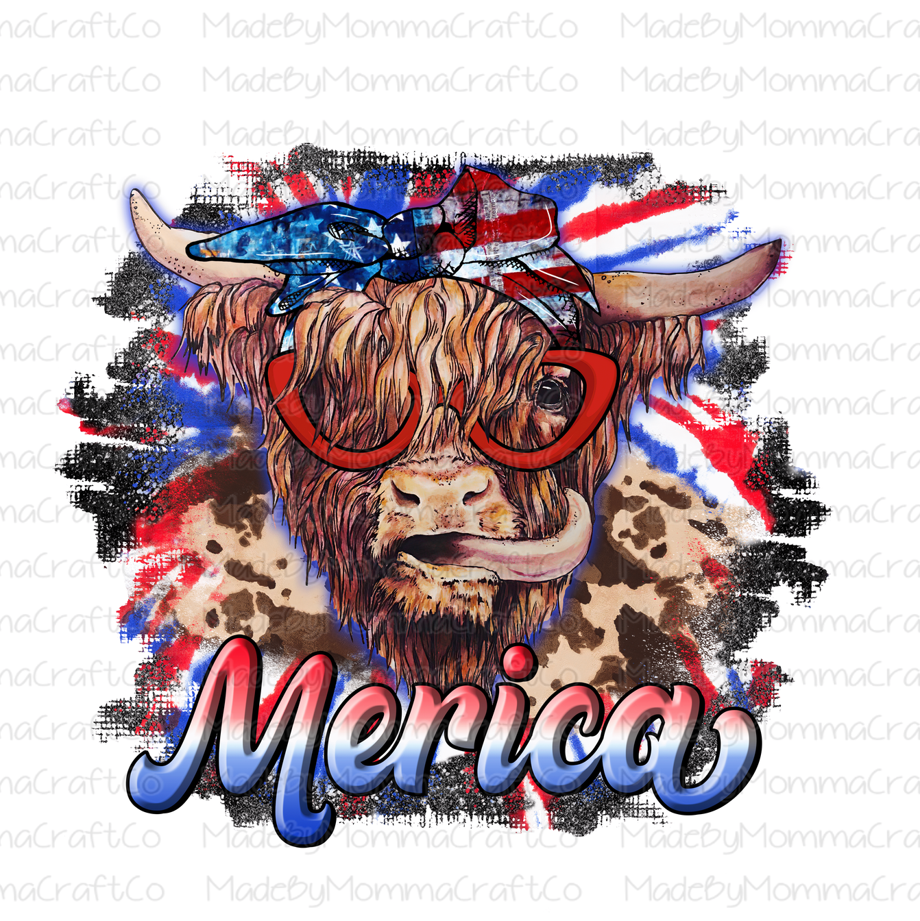 Merica Highland Cow - Cheat Clear Waterslide™ or White Cast Sticker