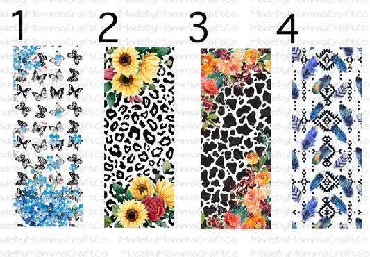 Butterfly Sunflower Leopard Cow Feather Pen Wraps - Printed Waterslide