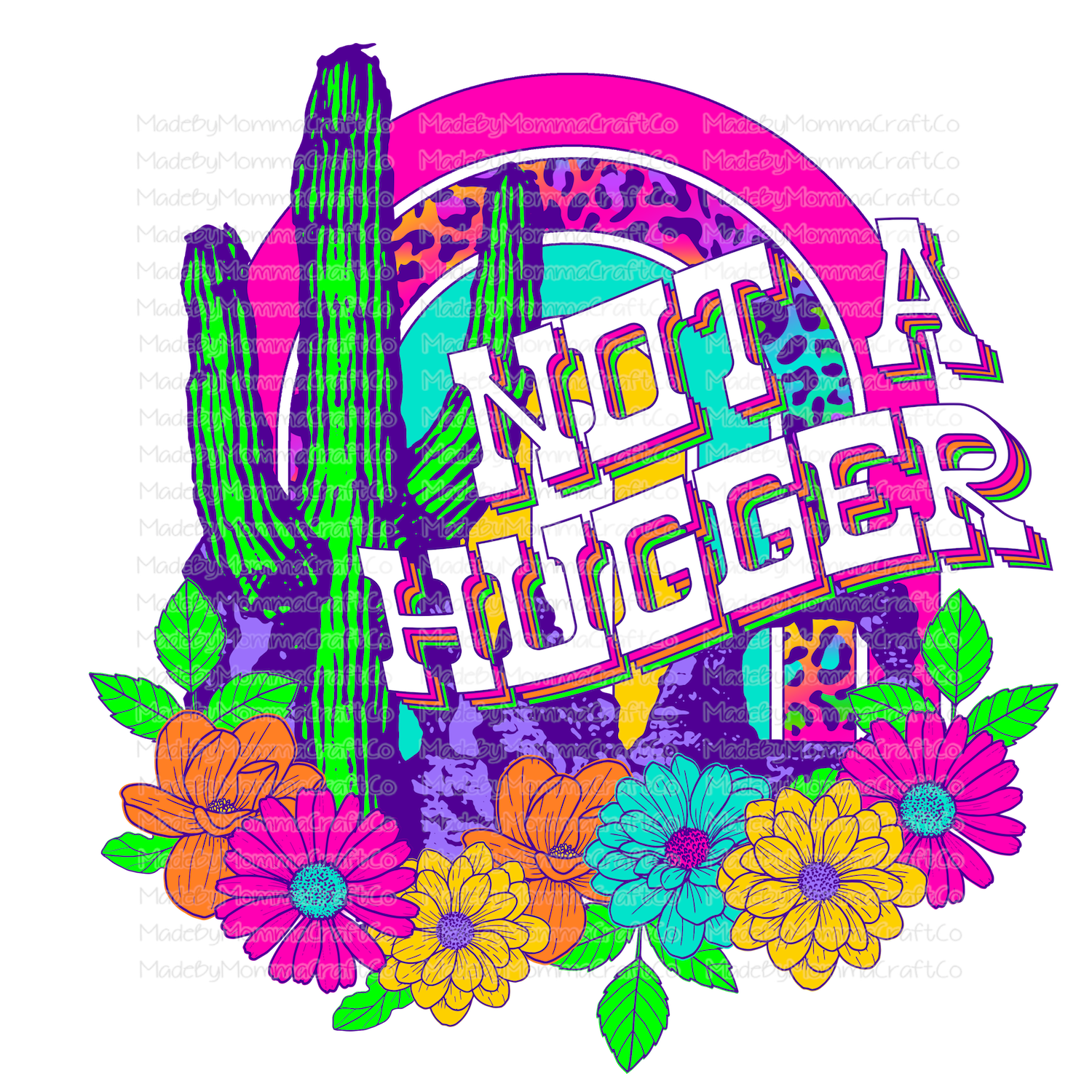 Not a Hugger Rainbow Bright Cactus - Cheat Clear Waterslide™ or White Cast Sticker