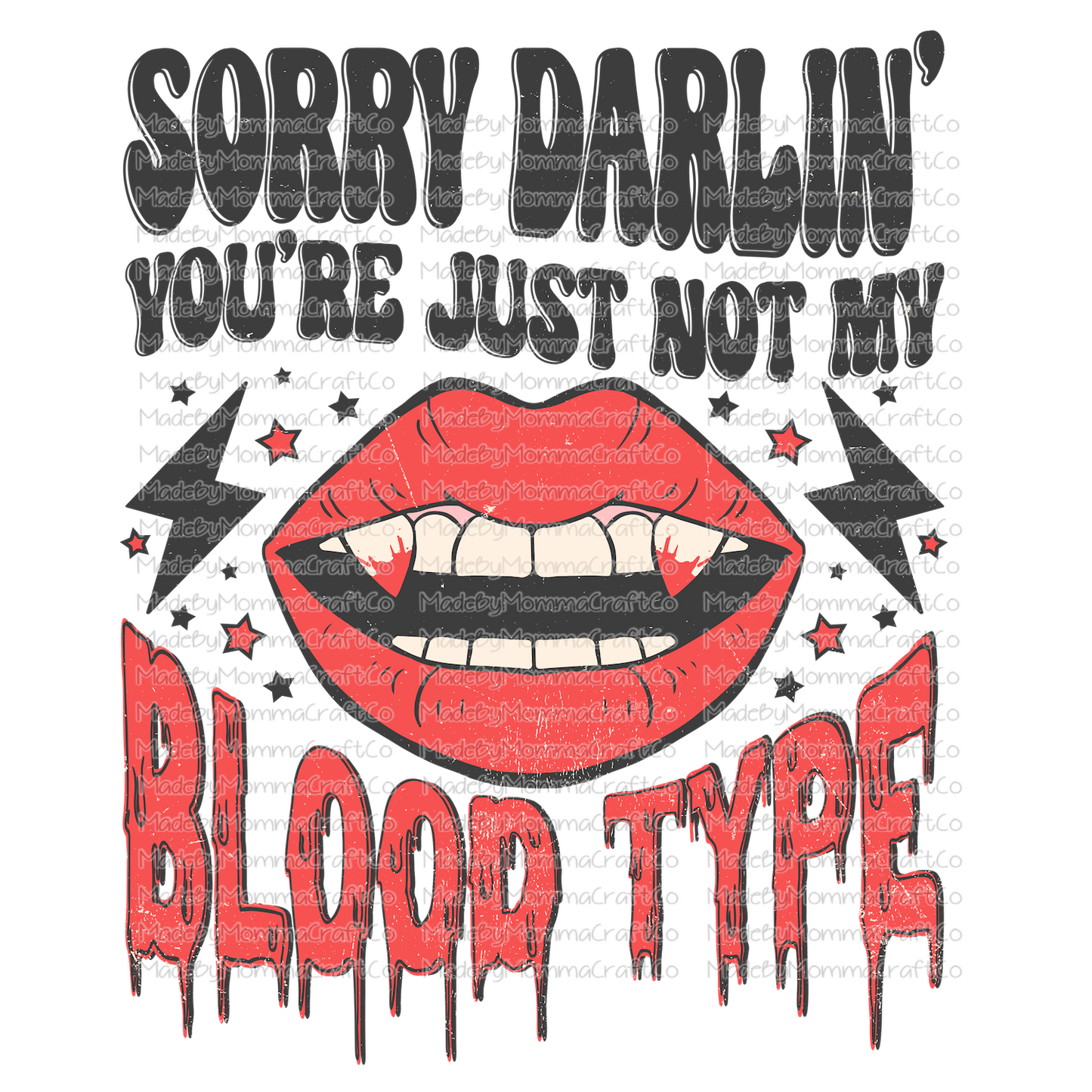 not my blood type retro vampire -Cheat Clear Waterslide™ or White Cast Sticker