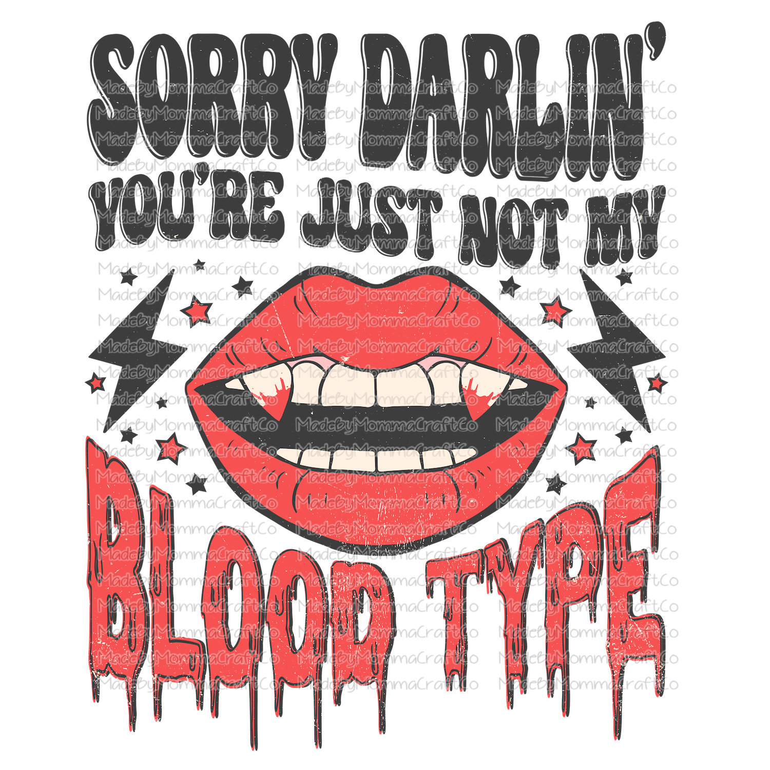 not my blood type retro vampire -Cheat Clear Waterslide™ or White Cast Sticker
