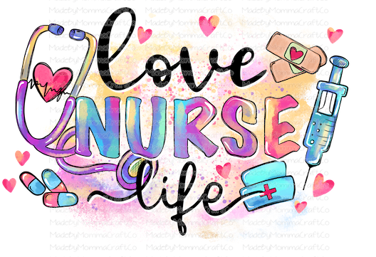 Love Nurse Life Nurse Watercolor - Cheat Clear Waterslide™ or White Cast Sticker