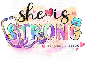 She Is Strong Nurse Watercolor - Cheat Clear Waterslide™ or White Cast Sticker