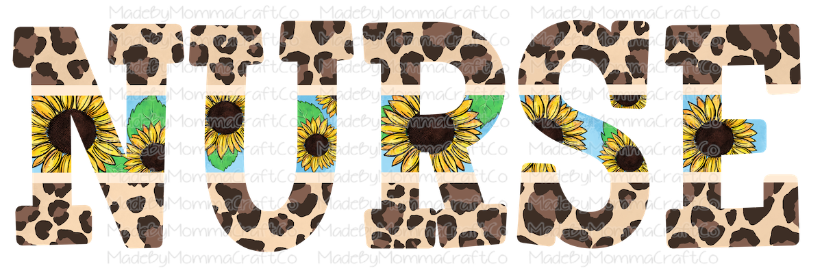 Sunflower Leopard NURSE - Cheat Clear Waterslide™ or White Cast Sticker