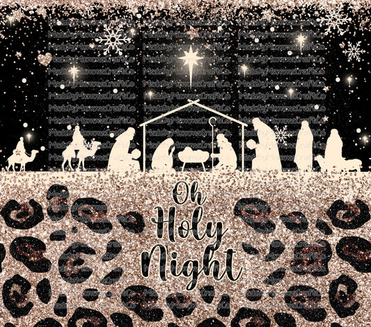 Oh Holy Night Christmas Tumbler Wrap - Sublimation Vinyl Or Waterslide Wrap