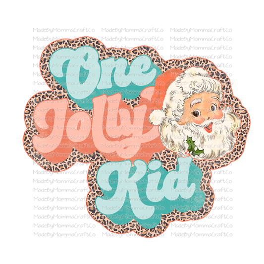 one jolly kid retro leopard santa christmas -Cheat Clear Waterslide™ or White Cast Sticker