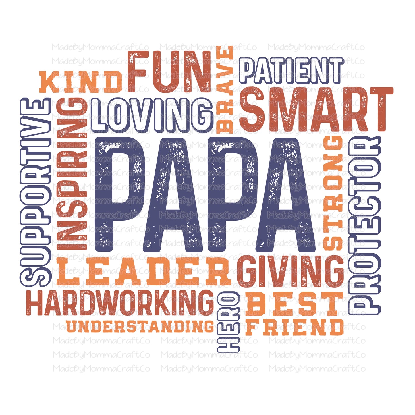 Papa Word Art - Cheat Clear Waterslide™ or White Cast Sticker