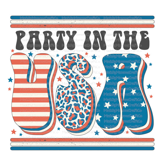 Party in the USA Retro Stars America - Cheat Clear Waterslide™ or White Cast Sticker