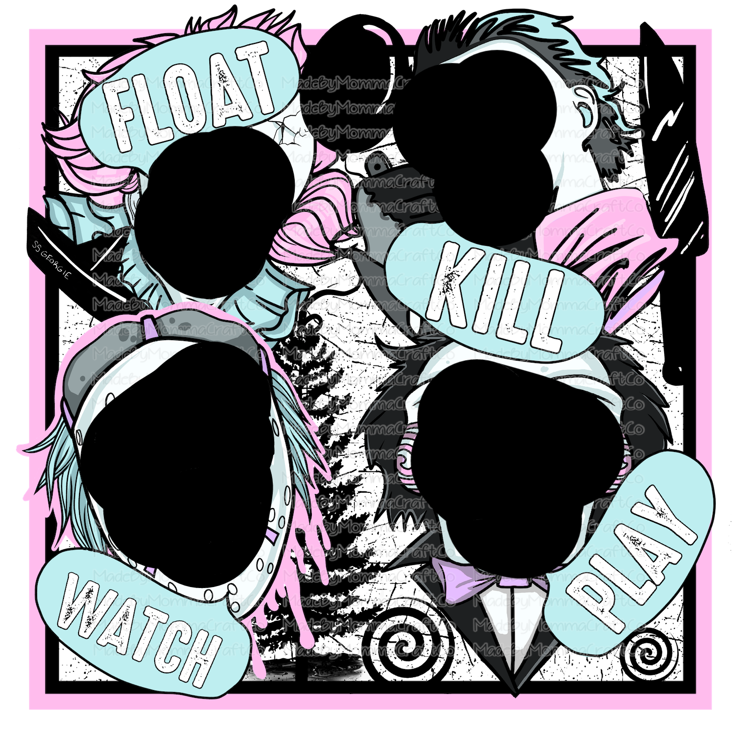Scary Group Pastel Horror - Cheat Clear Waterslide™ or White Cast Sticker
