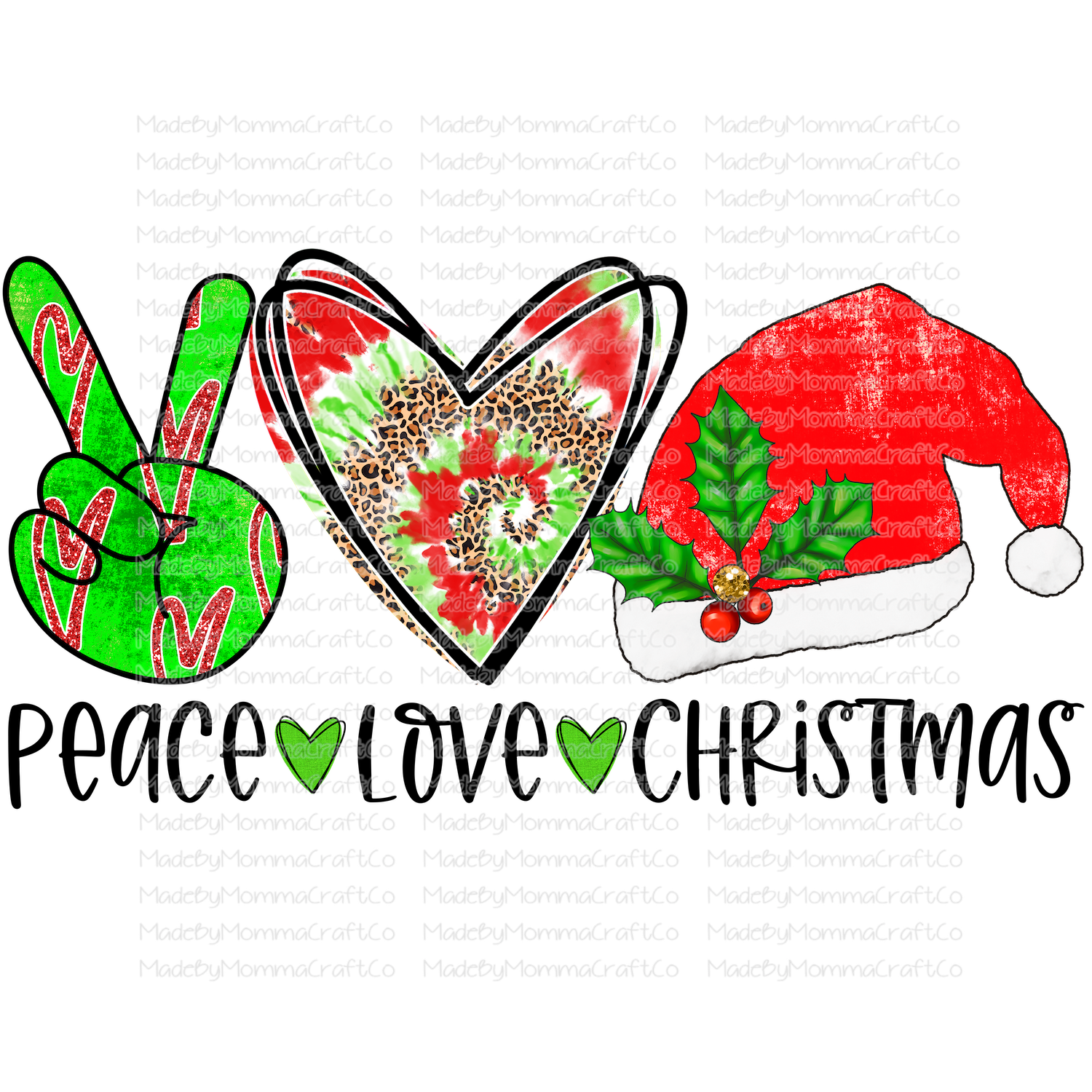 Peace Love and Christmas Tie Dye Leopard - Cheat Clear Waterslide™ or White Cast Sticker