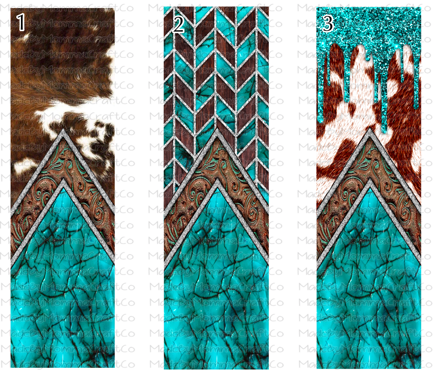 Turquois Cowhide and Western Pen Wraps - Printed Waterslide