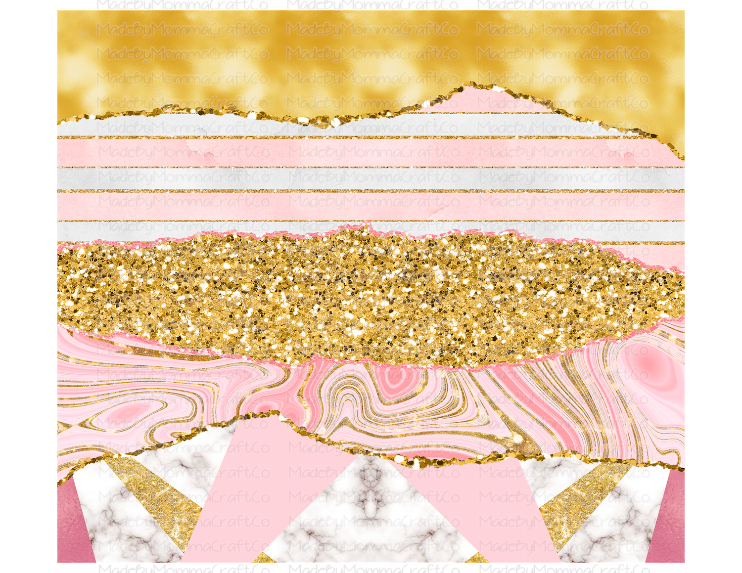 Pink Gold Glam Tumbler Wrap - Sublimation Or Clear Waterslide Wrap