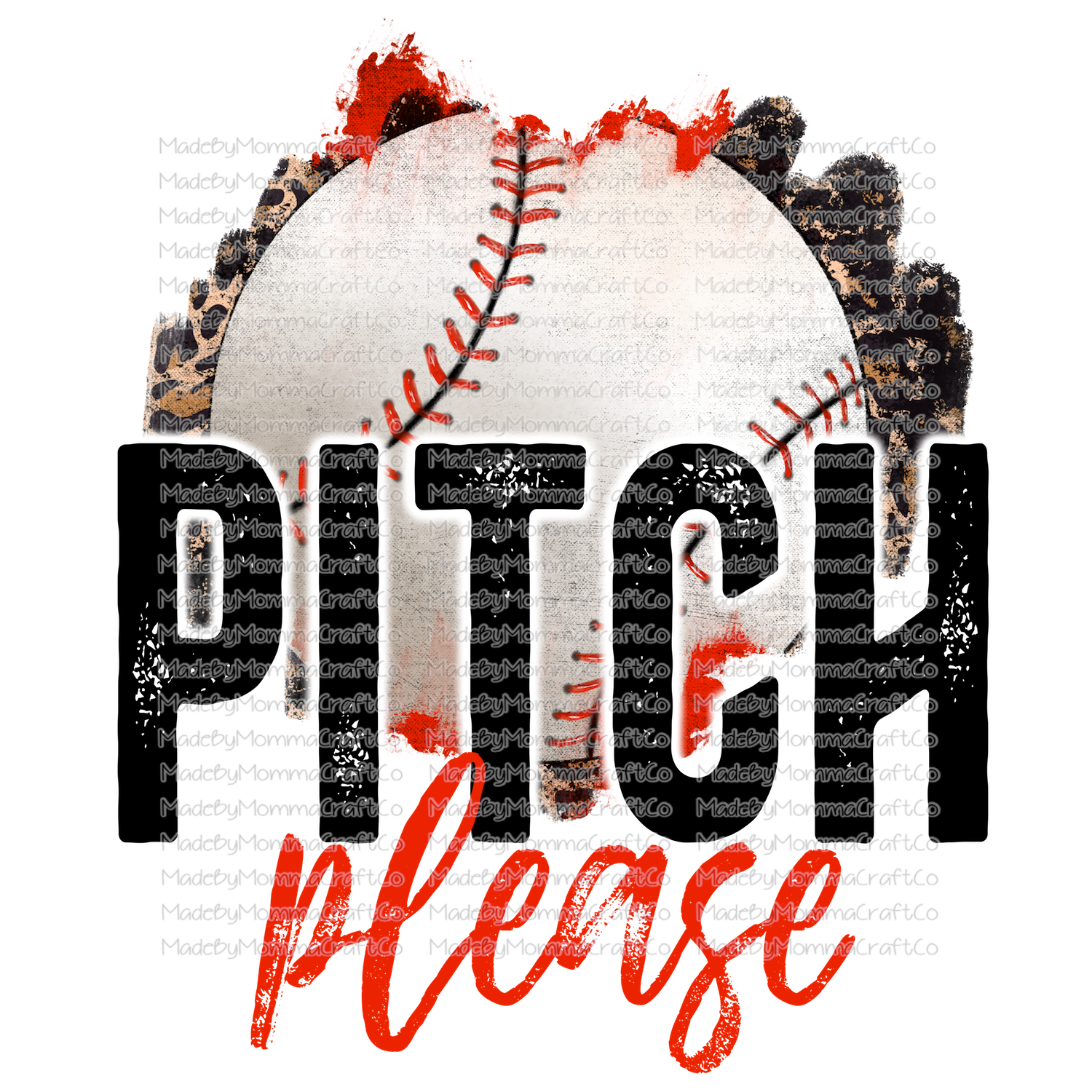 Pitch Please Grunge Baseball - Cheat Clear Waterslide™ or White Cast Sticker