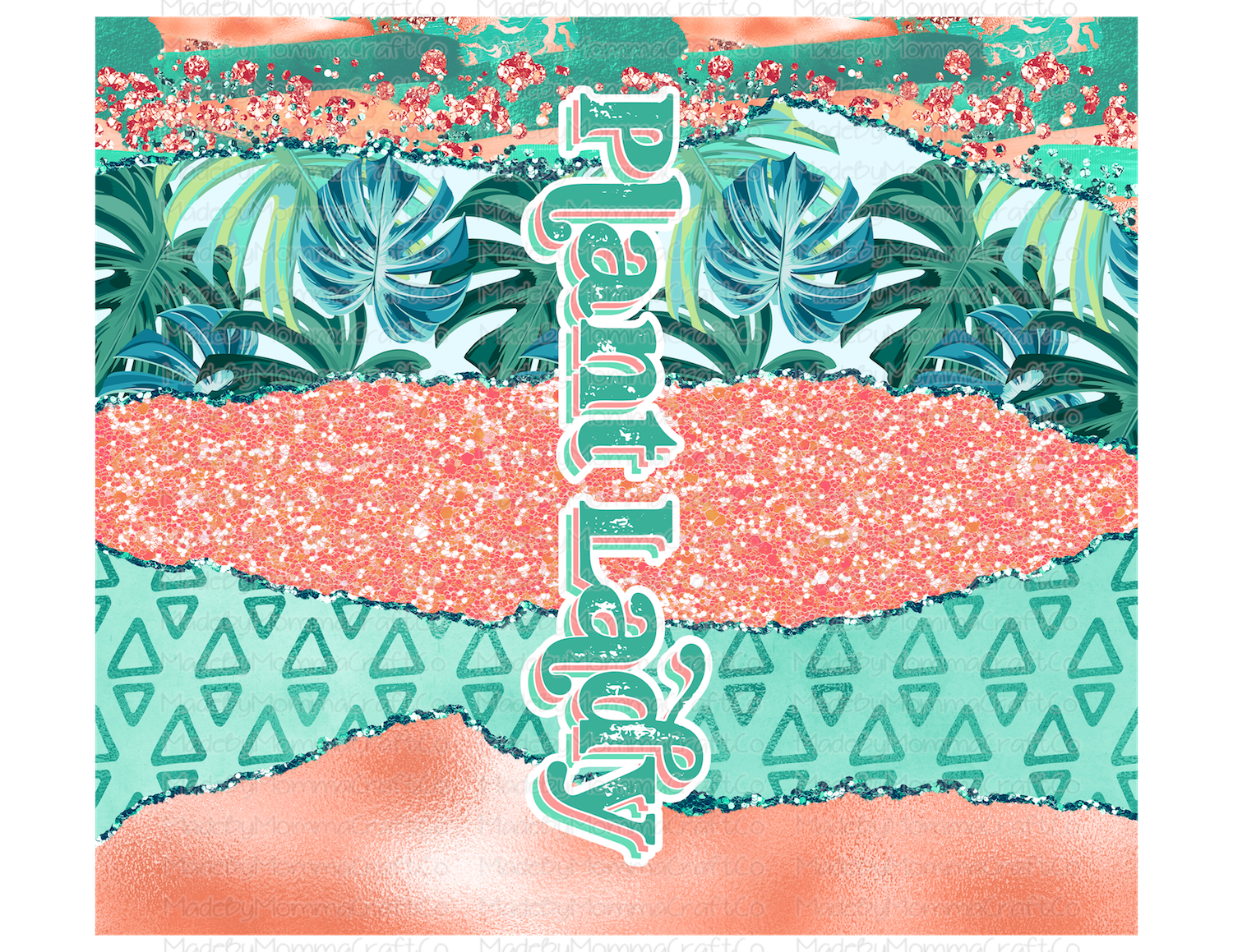 Plant Lady Peach Green Tumbler Wrap - Sublimation Or Clear Waterslide Wrap