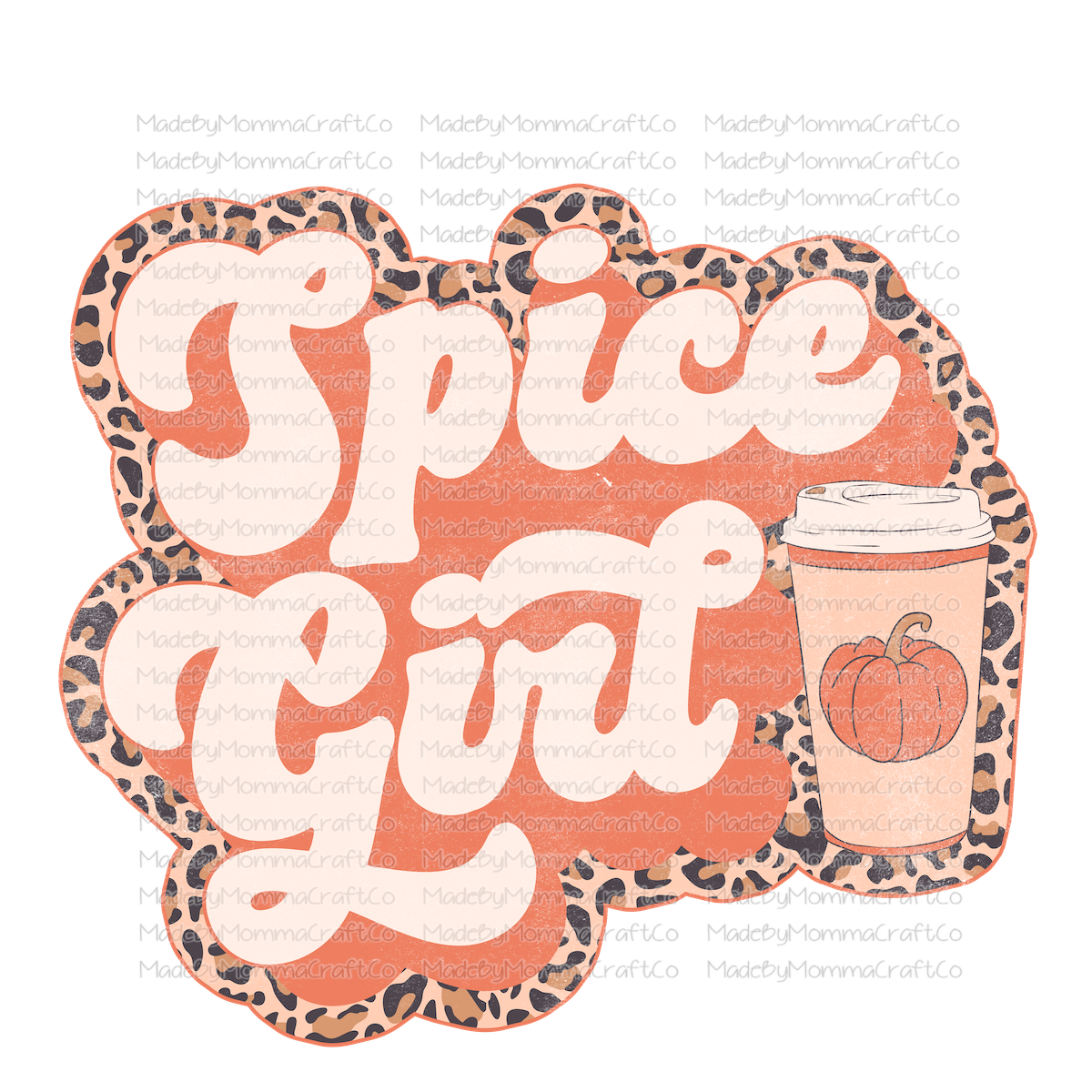 pumpkin spice girl retro leopard fall-Cheat Clear Waterslide™ or White Cast Sticker