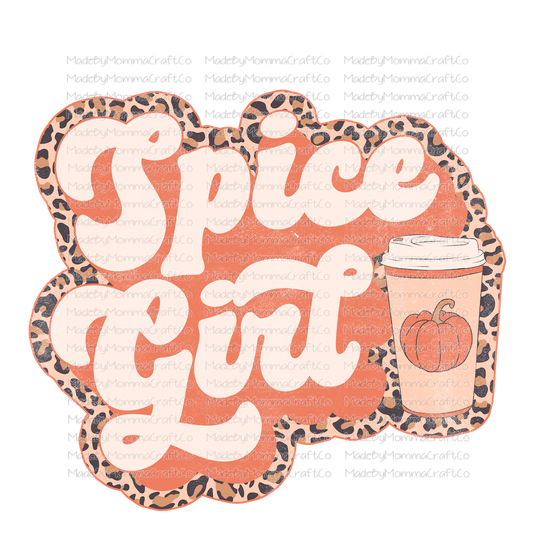 pumpkin spice girl retro leopard fall-Cheat Clear Waterslide™ or White Cast Sticker