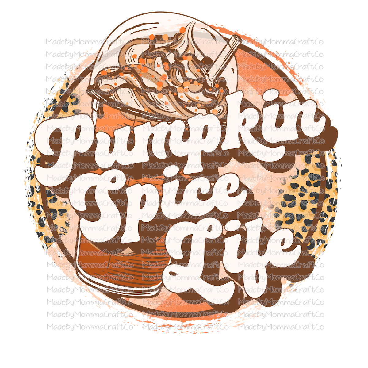 pumpkin spice life retro leopard fall-Cheat Clear Waterslide™ or White Cast Sticker