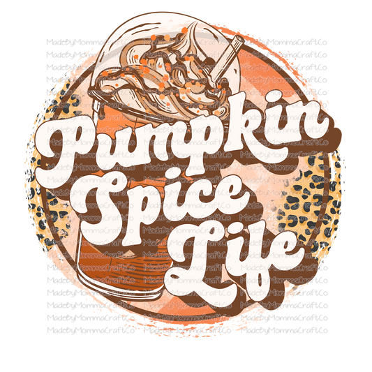 pumpkin spice life retro leopard fall-Cheat Clear Waterslide™ or White Cast Sticker