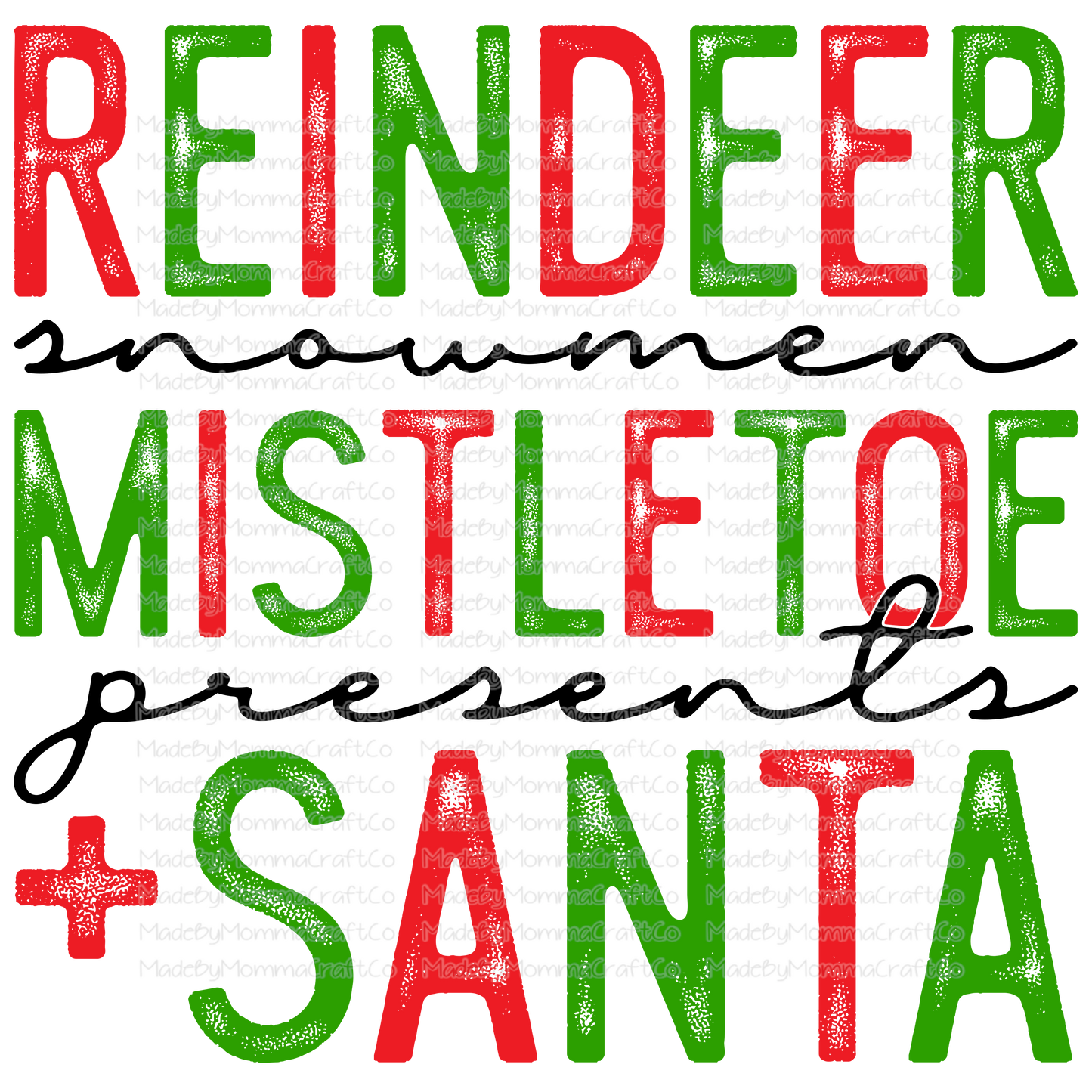 Reindeer Snowmen Mistletoe Presents Santa - Christmas - Cheat Clear Waterslide™ or White Cast Sticker