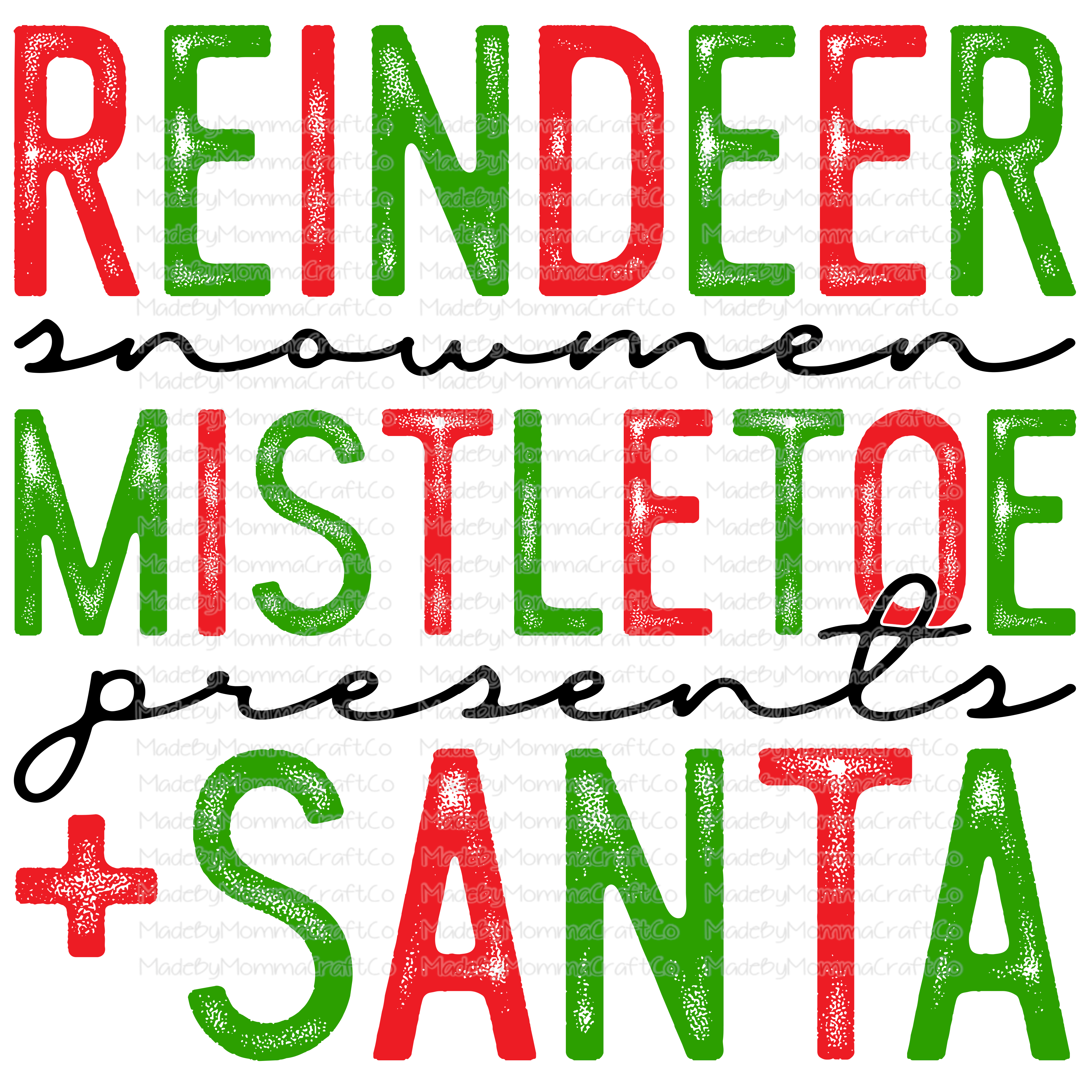 Reindeer Snowmen Mistletoe Presents Santa - Christmas - Cheat Clear Waterslide™ or White Cast Sticker