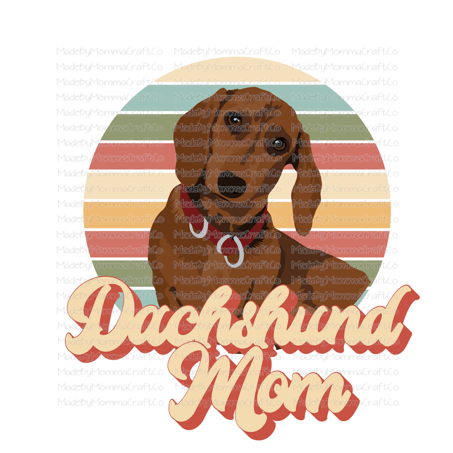 Dachshund Mom Retro - Cheat Clear Waterslide™ or White Cast Sticker