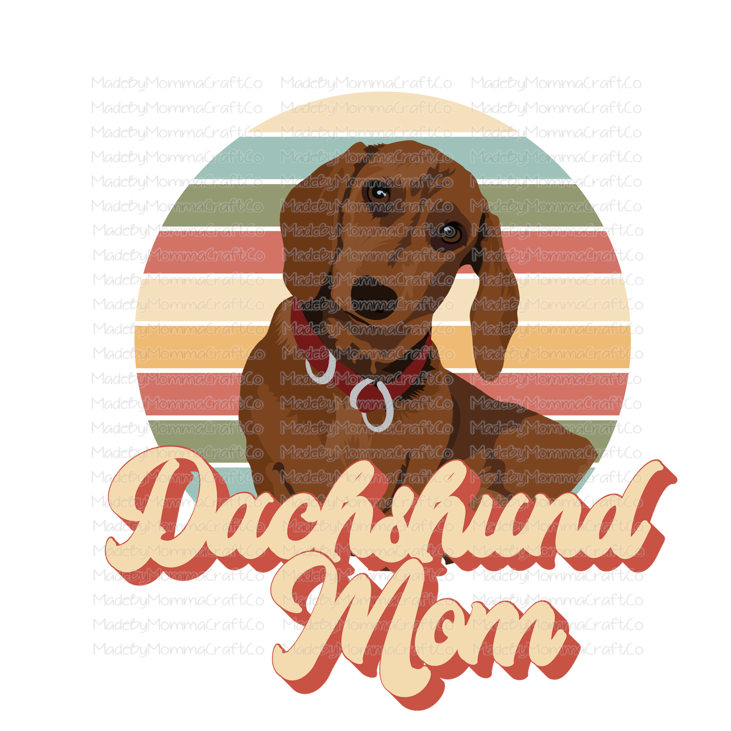 Dachshund Mom Retro - Cheat Clear Waterslide™ or White Cast Sticker