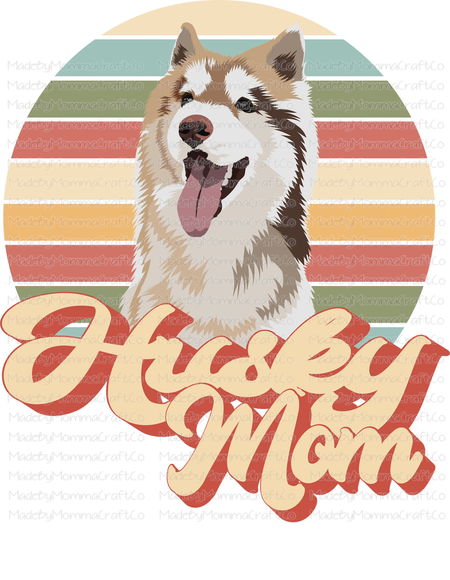 Husky Dog Mom Retro - Cheat Clear Waterslide™ or White Cast Sticker