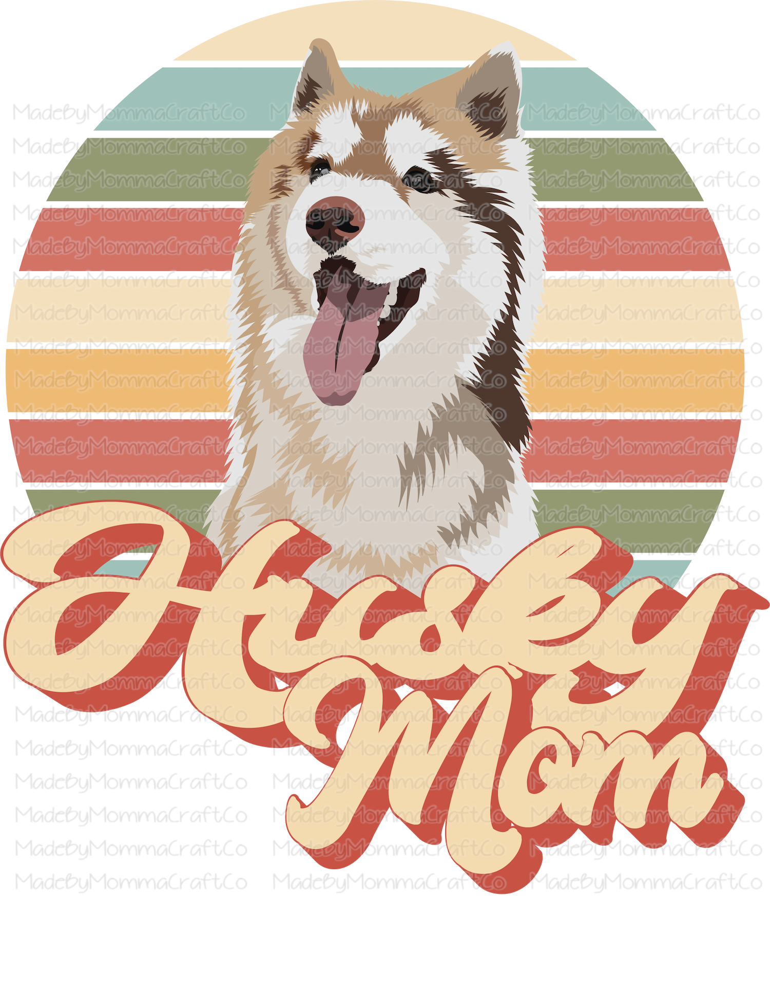 Husky Dog Mom Retro - Cheat Clear Waterslide™ or White Cast Sticker
