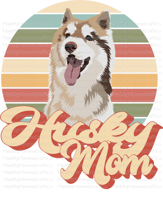 Husky Dog Mom Retro - Cheat Clear Waterslide™ or White Cast Sticker