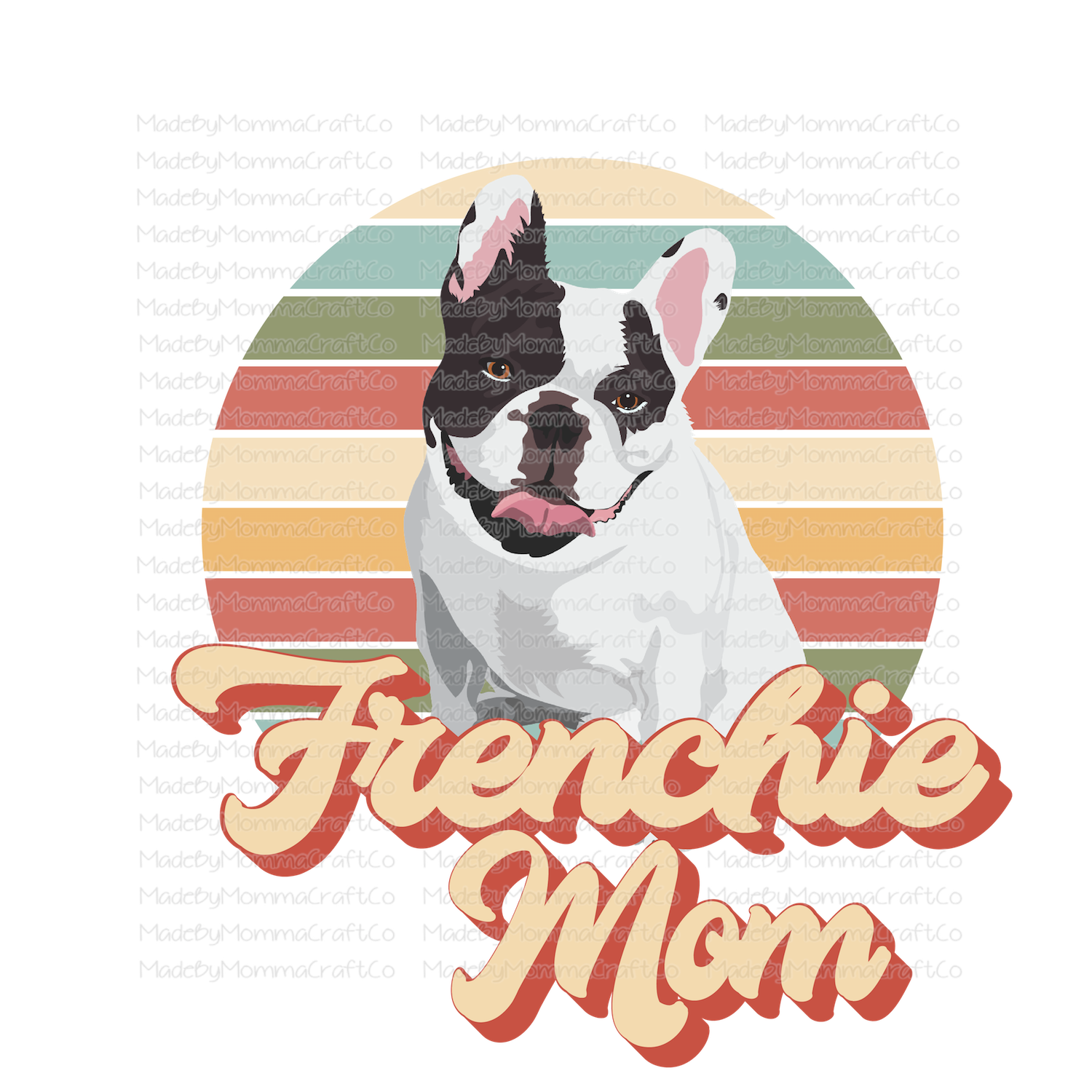 Frenchie Dog Mom Retro - Cheat Clear Waterslide™ or White Cast Sticker