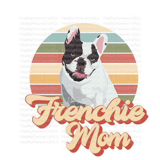 Frenchie Dog Mom Retro - Cheat Clear Waterslide™ or White Cast Sticker